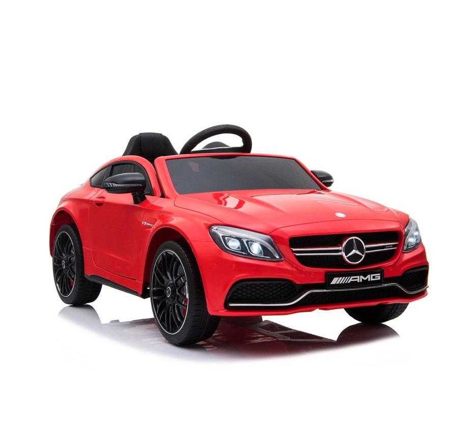 Auto Elettrica per Bambini 12V Mercedes C63 AMG Rossa Porte Apribili con telecomando