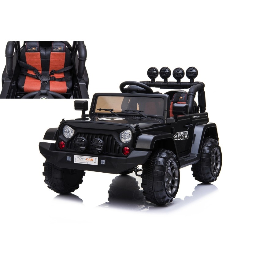 Auto Elettrica Jeep Adventure 12V - Ruote in Gomma e Sedili in Pelle Telecomando Mp3 Nera|Toys Car