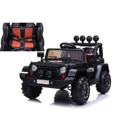 Auto Elettrica Jeep Adventure 12V - Ruote in Gomma e Sedili in Pelle Telecomando Mp3 Nera|Toys Car