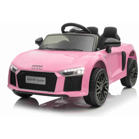 Auto Macchina Elettrica 12V R8 Spyder per Bambini Led MP3 con Telecomando Sedile in pelle Rosa