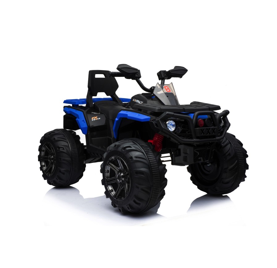 Super Quad elettrico Maverick per Bambini 12V doppio motore Full optional con Ammortozzatori Bianco Nero/Blue