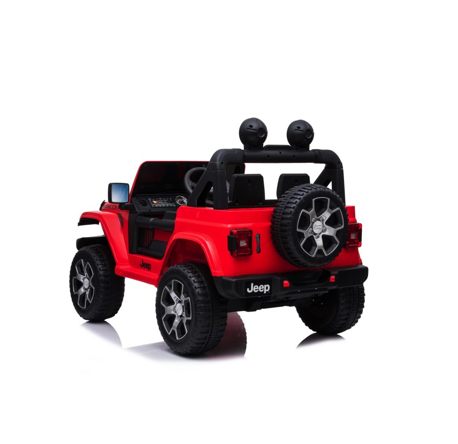Auto Macchina Elettrica Jeep Wrangler Rubicon 12V per Bambini porte apribili Con telecomando Full accessori (Rossa)