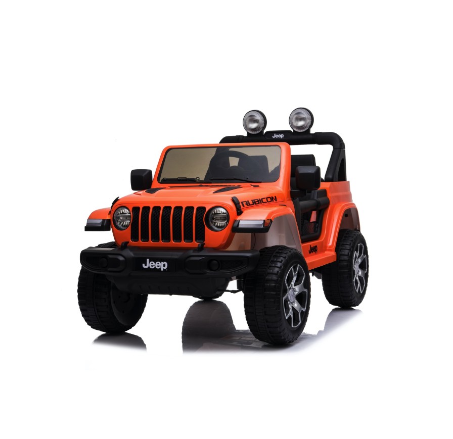 Auto Macchina Elettrica Jeep Wrangler Rubicon 12V per Bambini porte apribili Con telecomando Full accessori (Orange)