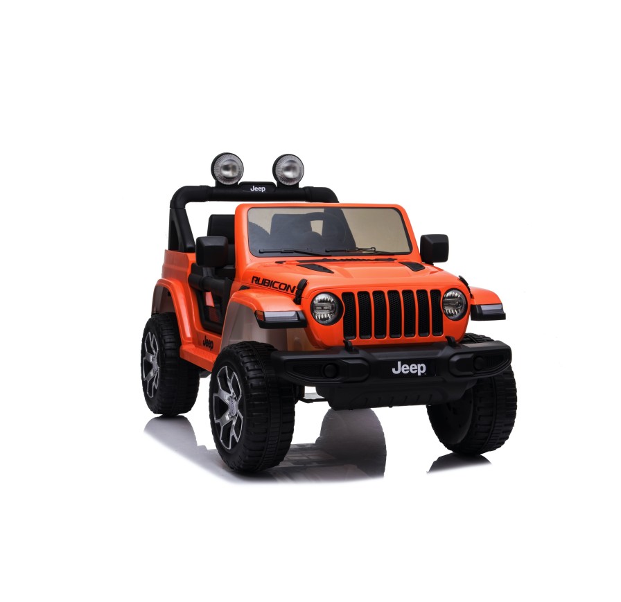 Auto Macchina Elettrica Jeep Wrangler Rubicon 12V per Bambini porte apribili Con telecomando Full accessori (Orange)