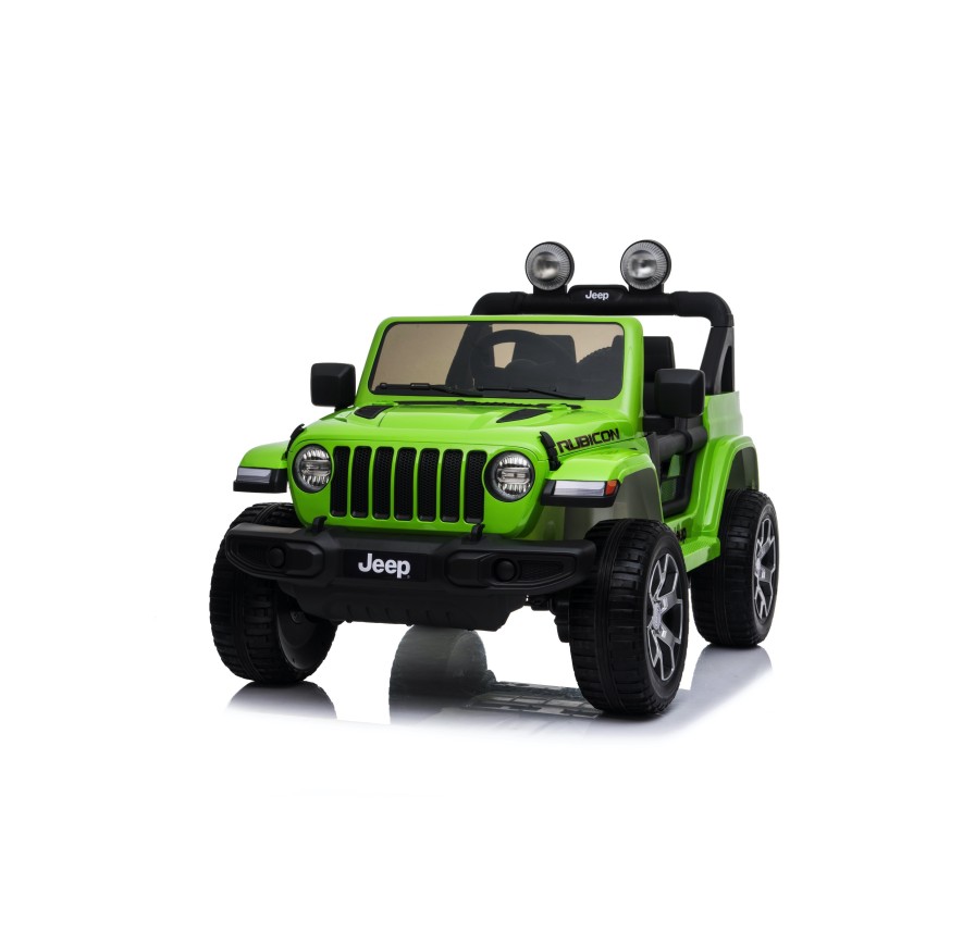 Auto Macchina Elettrica Jeep Wrangler Rubicon 12V per Bambini porte apribili Con telecomando Full accessori (Green)