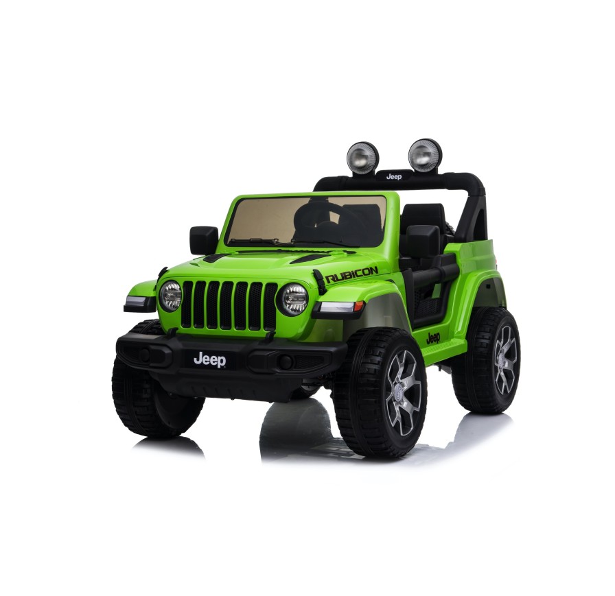 Auto Macchina Elettrica Jeep Wrangler Rubicon 12V per Bambini porte apribili Con telecomando Full accessori (Green)