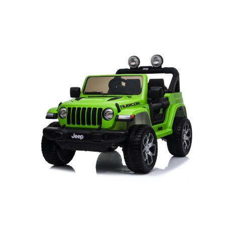 Auto Macchina Elettrica Jeep Wrangler Rubicon 12V per Bambini porte apribili Con telecomando Full accessori (Green)
