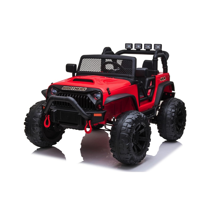 Auto Macchina Elettrica Fuoristrada Big Adventure 24V Rossa per Bambini 2 Posti Full Optional sedile in pelle telecomando porte 