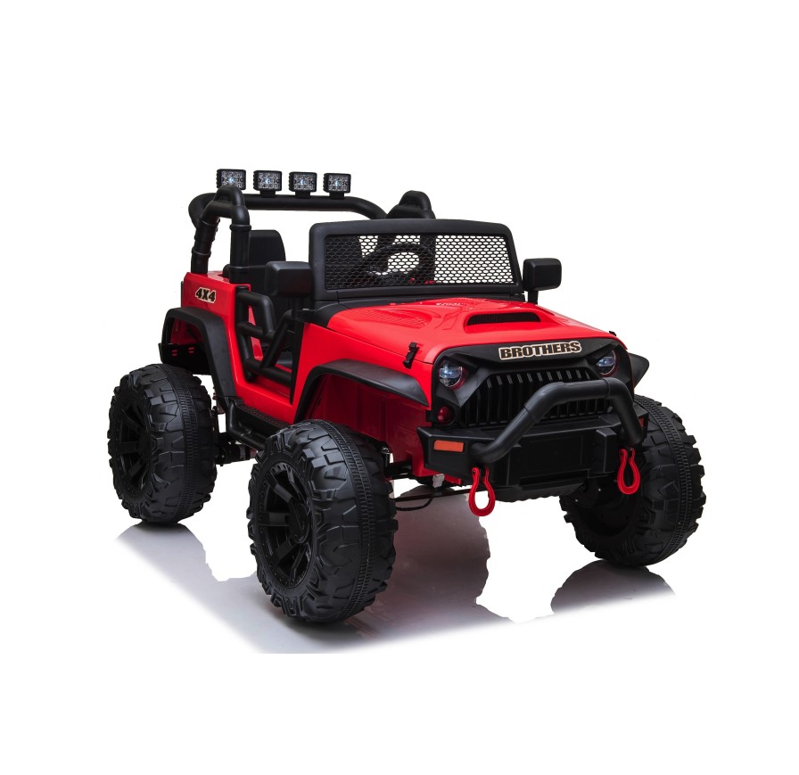 Auto Macchina Elettrica Fuoristrada Big Adventure 24V Rossa per Bambini 2 Posti Full Optional sedile in pelle telecomando porte 