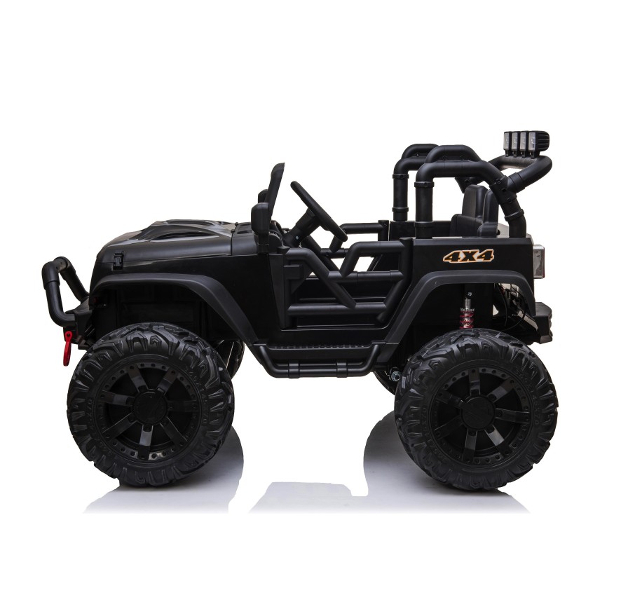 Auto Macchina Elettrica Fuoristrada Big Adventure 24V Nera per Bambini 2 Posti Full Optional sedile in pelle telecomando porte a