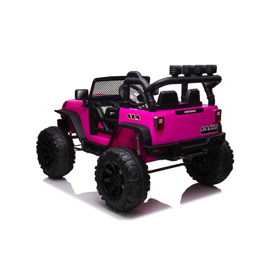 Auto Macchina Elettrica Fuoristrada Big Adventure 24V Rosa per Bambini 2 Posti Full Optional sedile in pelle telecomando porte a