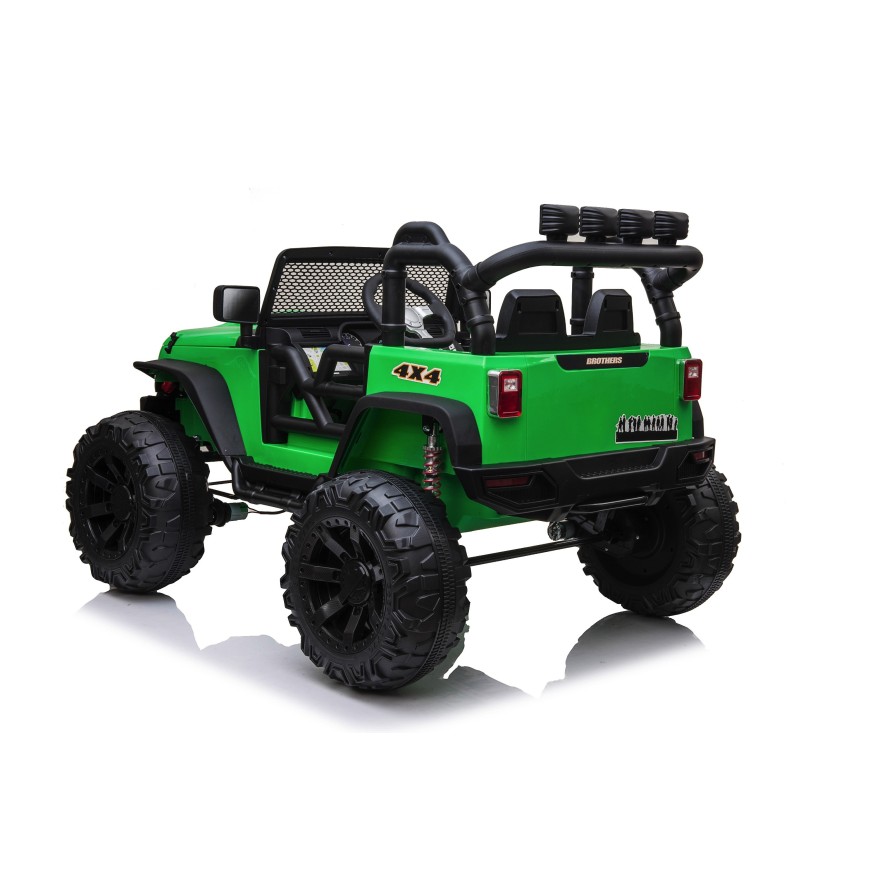 Auto Macchina Elettrica Fuoristrada Big Adventure 24V Verde per Bambini 2 RUOTE IN GOMMA Posti Full Optional sedile in pelle|Toys Car