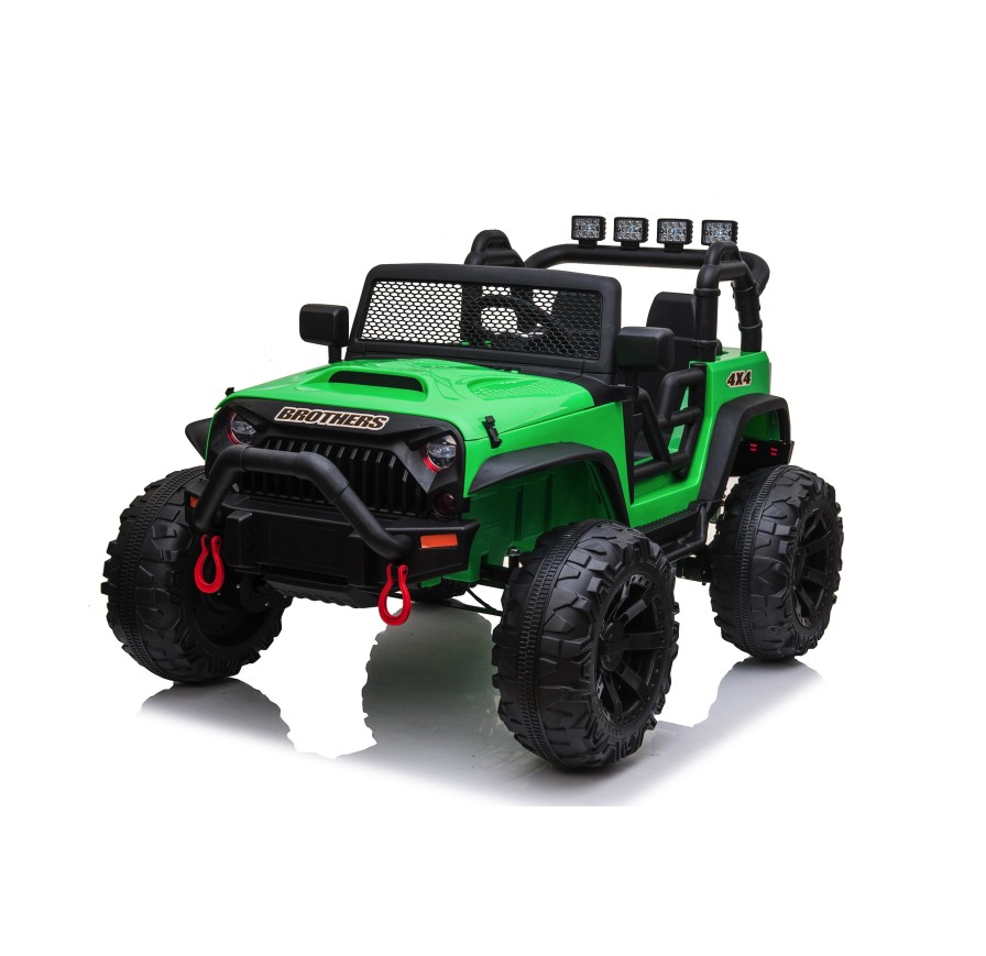 Auto Macchina Elettrica Fuoristrada Big Adventure 24V Verde per Bambini 2 Posti Full Optional sedile in pelle telecomando porte