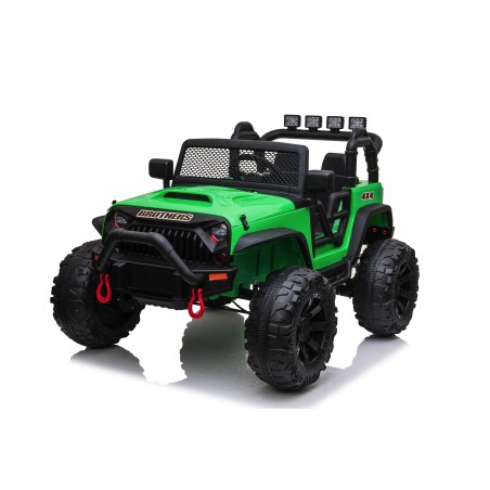Auto Macchina Elettrica Fuoristrada Big Adventure 24V Verde per Bambini 2 RUOTE IN GOMMA Posti Full Optional sedile in pelle|Toys Car