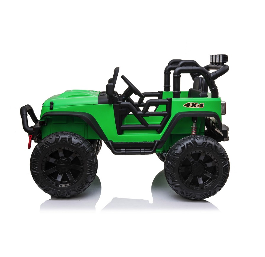 Auto Macchina Elettrica Fuoristrada Big Adventure 24V Verde per Bambini 2 RUOTE IN GOMMA Posti Full Optional sedile in pelle|Toys Car