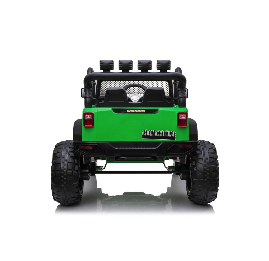 Auto Macchina Elettrica Fuoristrada Big Adventure 24V Verde per Bambini 2 RUOTE IN GOMMA Posti Full Optional sedile in pelle|Toys Car
