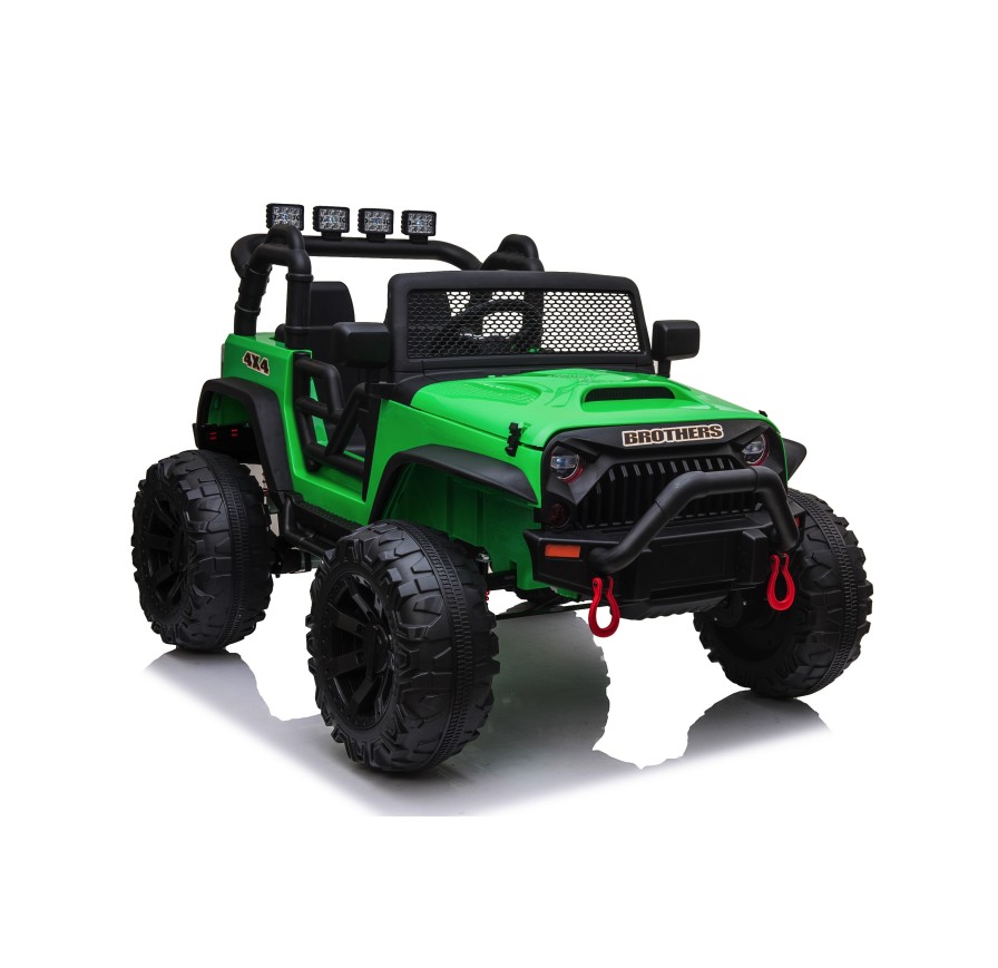 Auto Macchina Elettrica Fuoristrada Big Adventure 24V Verde per Bambini 2 RUOTE IN GOMMA Posti Full Optional sedile in pelle|Toys Car
