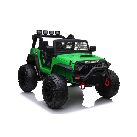 Auto Macchina Elettrica Fuoristrada Big Adventure 24V Verde per Bambini 2 RUOTE IN GOMMA Posti Full Optional sedile in pelle|Toys Car