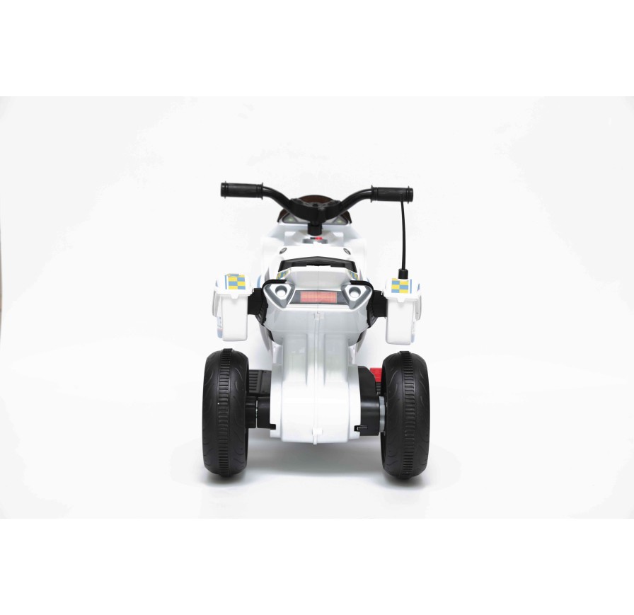 Moto Elettrica per bambini Polizia Blue con Musiche Luci Mp3 Marcia avanti e indietro accelleratore 3 ruote