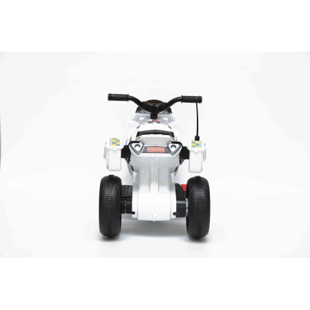 Moto Elettrica per bambini Polizia Blue con Musiche Luci Mp3 Marcia avanti e indietro accelleratore 3 ruote