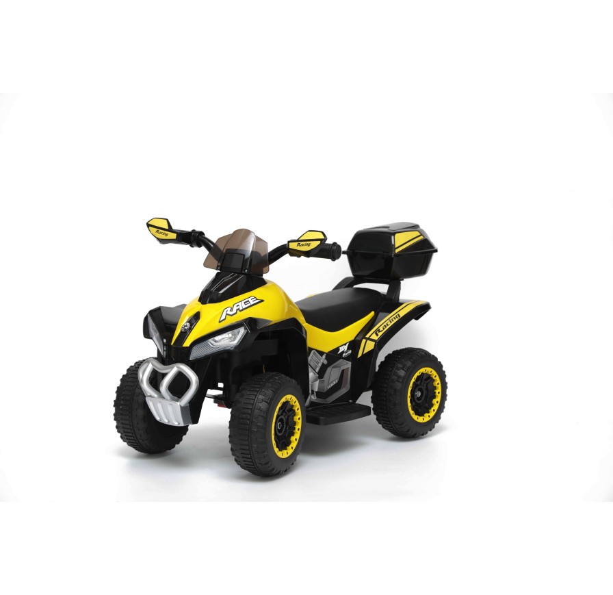 Quad Elettrico Per Bambini Racer Giallo con luci suoni Mp3 bauletto marcia avanti indietro e accellelratore