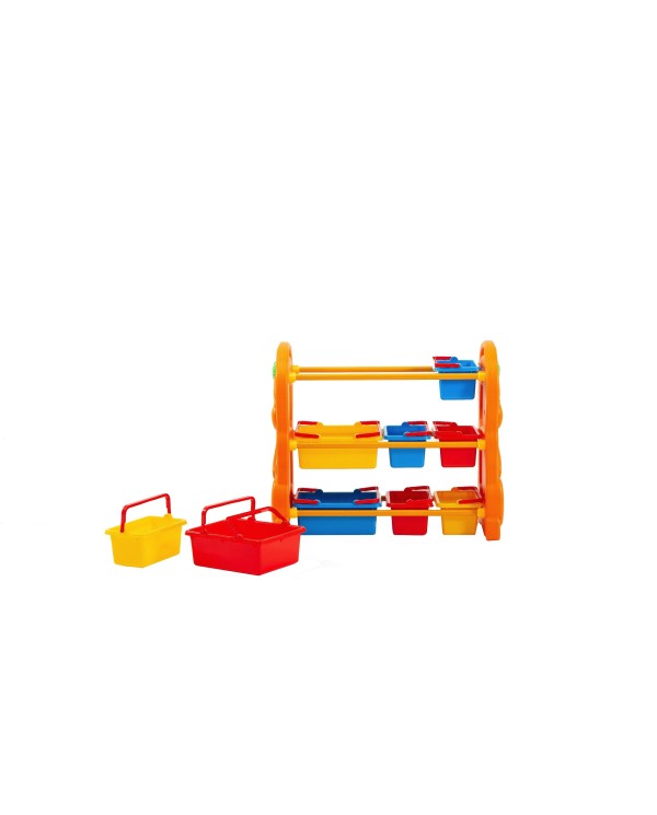 Scaffale per Giocattoli Portagiochi Mobiletto Multi Ripiano per Bambini con 9 ceste H95 x L79 x P42|Toys Car