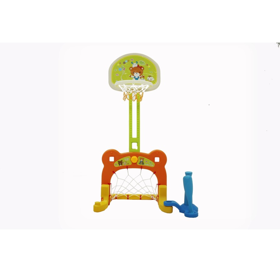 Set Canestro Da basket 3 in 1 con porta Da Calcio centro Attività alezza regolabile
