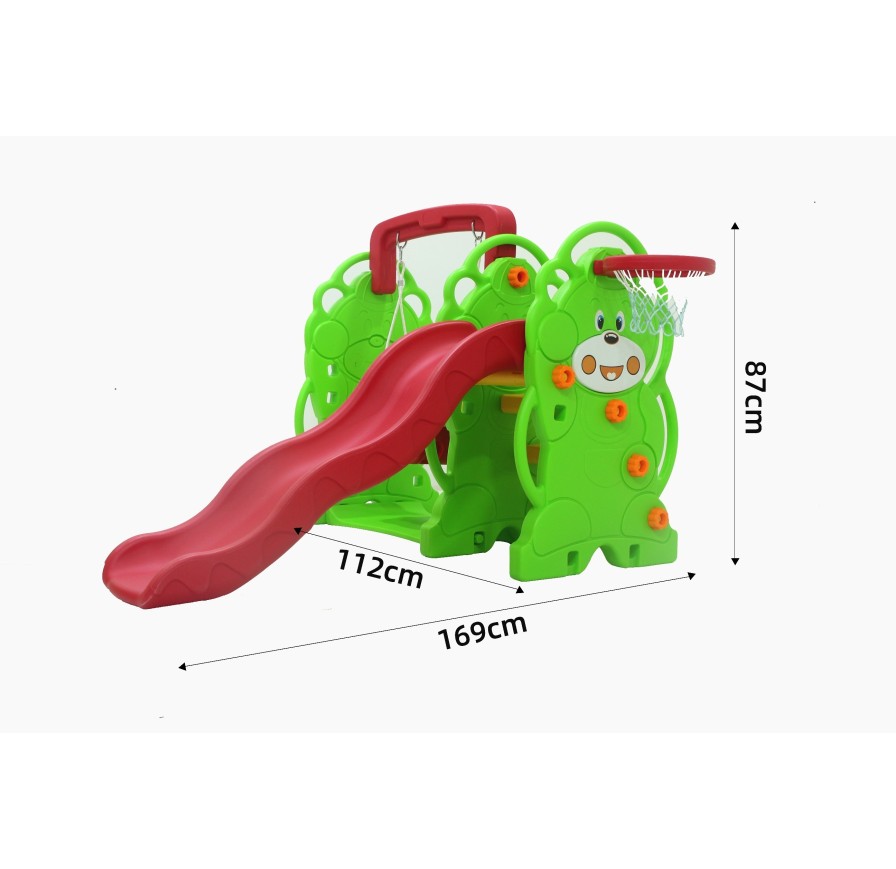 Scivolo per Bambini con Altalena Giardino Esterni Interno Multifunzione con canestro H87 x L169 x L112