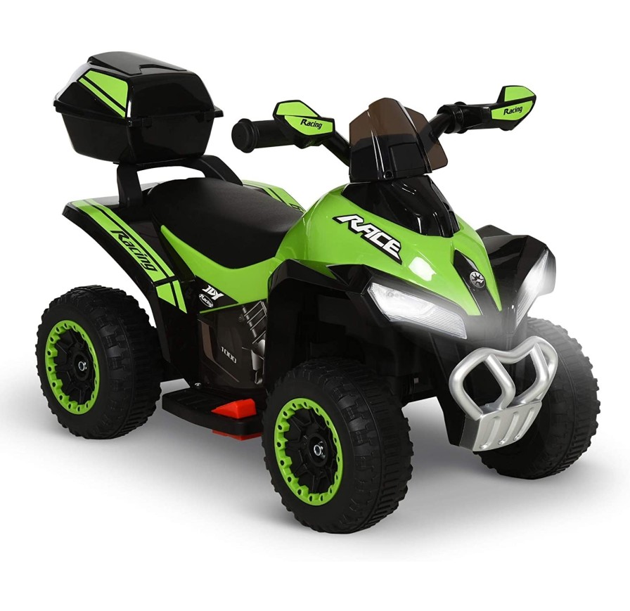Quad Elettrico Per Bambini Racer verde con luci suoni Mp3 bauletto marcia avanti indietro e accellelratore