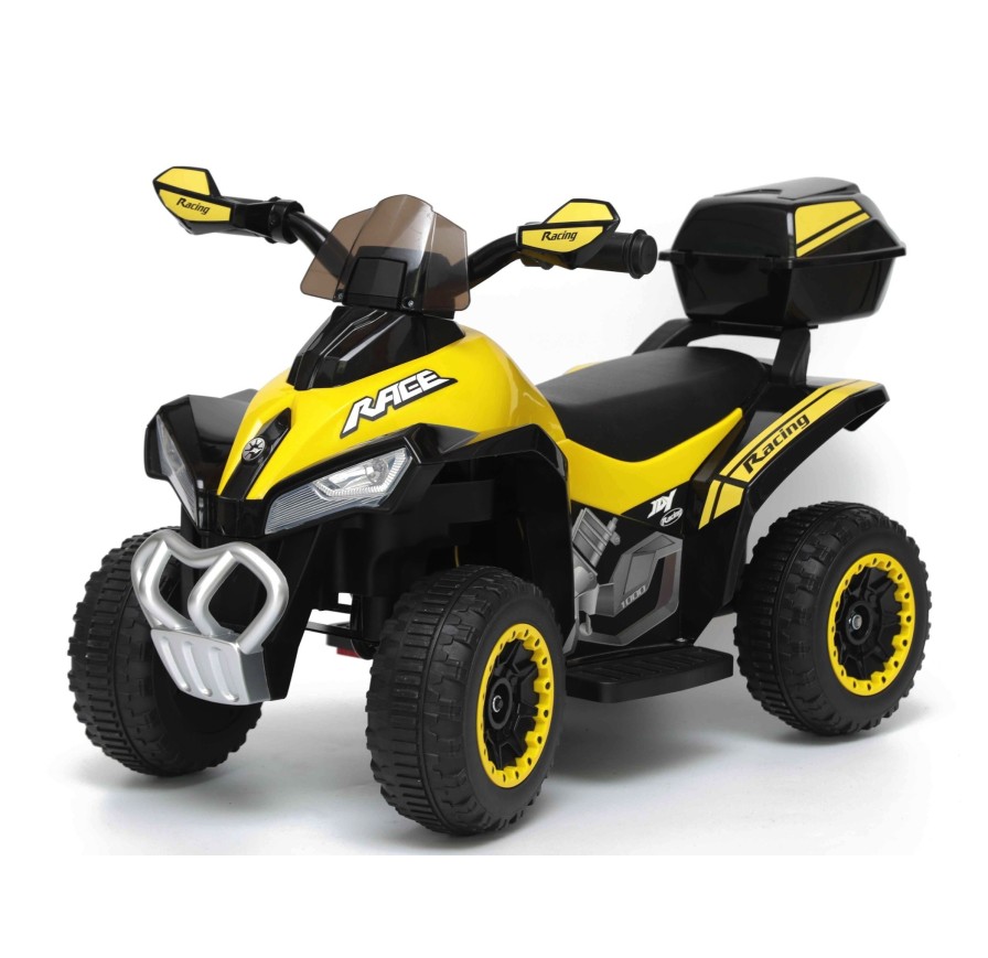 Quad Elettrico Per Bambini Racer Giallo con luci suoni Mp3 bauletto marcia avanti indietro e accellelratore