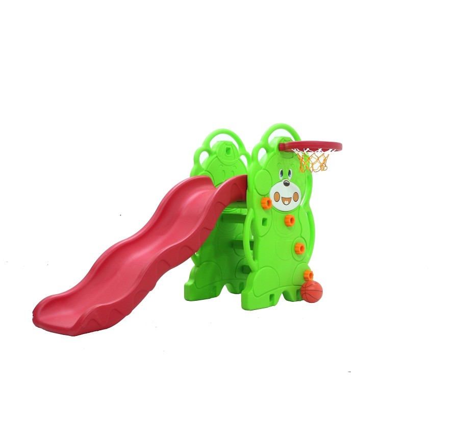 Scivolo Per bambini Esterni Interno Giardino Con Basket Multifunzione H110 X L170 X L85 Orsetti Alta Resistenza Eco-Friendly 