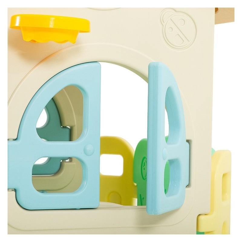Casetta Per Bambini Partyfun multifunzione con canestro porte e finestre apribili H117 X L163 X L146