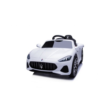 MACCHINA ELETTRICA PER BAMBINI 12V MASERATI GRANCABRIO BIANCA CON SEDILE IN PELLE TELECOMANDO PORTE APRIBILI LED E SUONI MP3