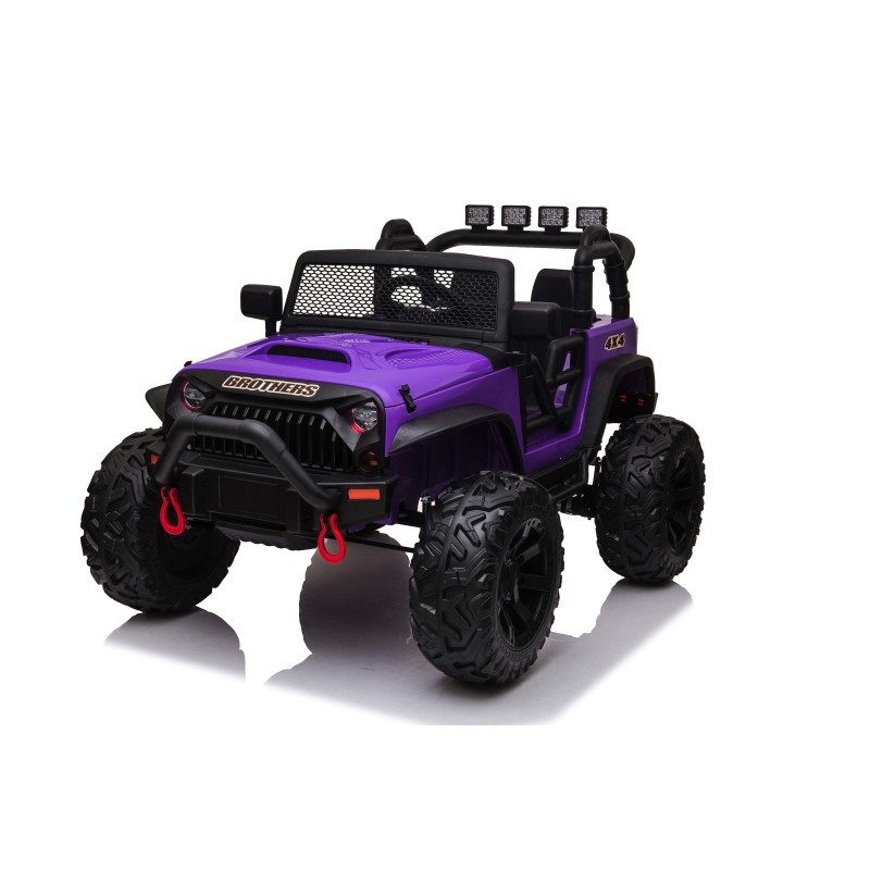 Auto Macchina Elettrica Fuoristrada Big Adventure 24V Viola per Bambini 2 Posti Full Optional sedile in pelle telecomando porte 