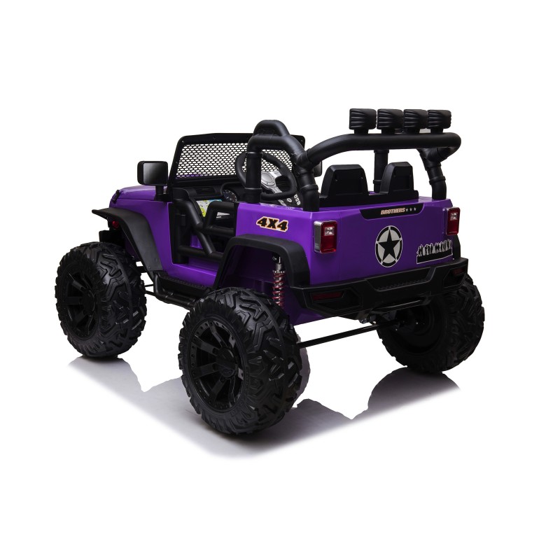 Auto Macchina Elettrica Fuoristrada Big Adventure 24V Viola per Bambini 2 Posti Full Optional sedile in pelle telecomando|Toys Car