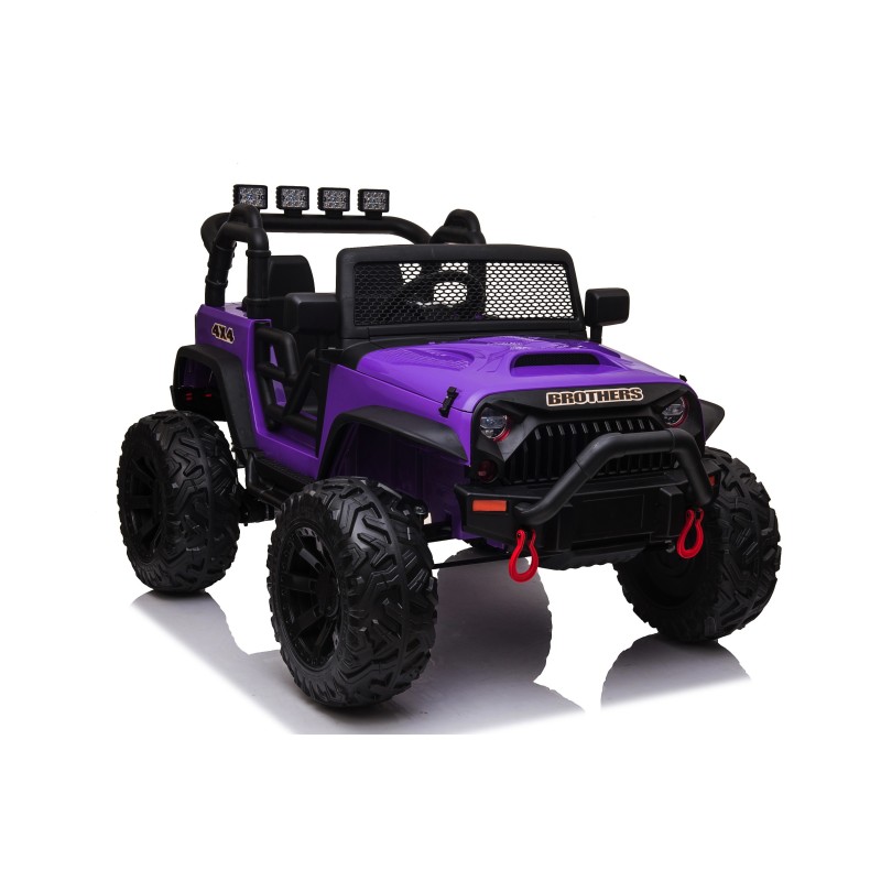 Auto Macchina Elettrica Fuoristrada Big Adventure 24V Viola per Bambini 2 Posti Full Optional sedile in pelle telecomando|Toys Car