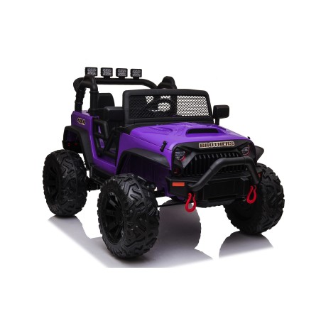 Auto Macchina Elettrica Fuoristrada Big Adventure 24V Viola per Bambini 2 Posti Full Optional sedile in pelle telecomando porte 