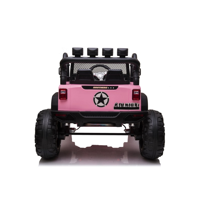 Auto Macchina Elettrica Fuoristrada Big Adventure 24V rose per Bambini 2 Posti Full Optional sedile in pelle telecomando porte a