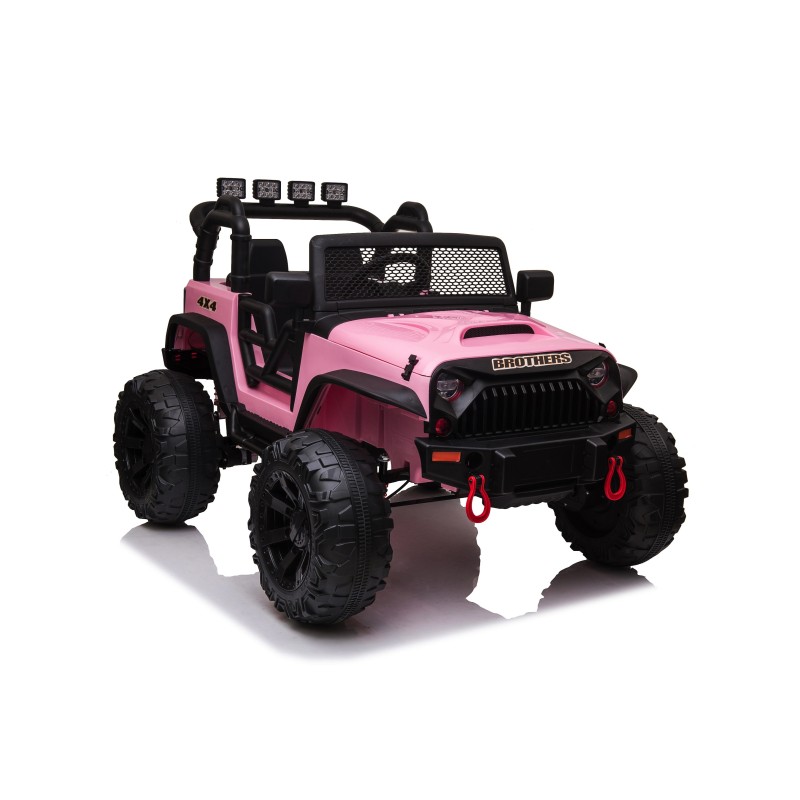 Auto Macchina Elettrica Fuoristrada Big Adventure 24V rose per Bambini 2 Posti Full Optional sedile in pelle telecomando porte a
