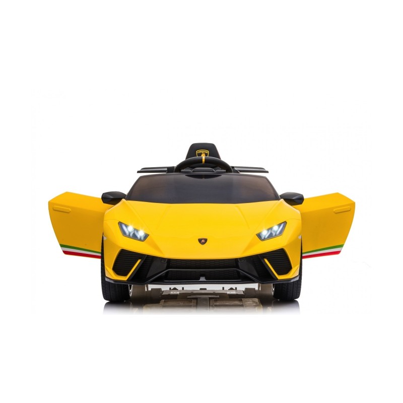 Auto Macchina Elettrica per Bambini 12V Lamborghini Huracán Gialla con Telecomando Porte apribili Led e suoni Mp3
