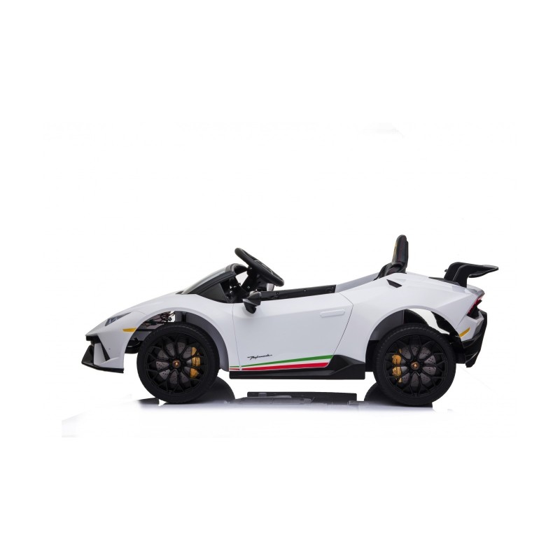 Auto Macchina Elettrica per Bambini 12V Lamborghini Huracán Bianca con Telecomando Porte apribili Led e suoni Mp3
