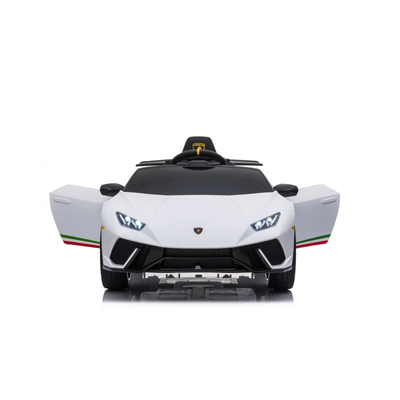Auto Macchina Elettrica per Bambini 12V Lamborghini Huracán Bianca con Telecomando Porte apribili Led e suoni Mp3