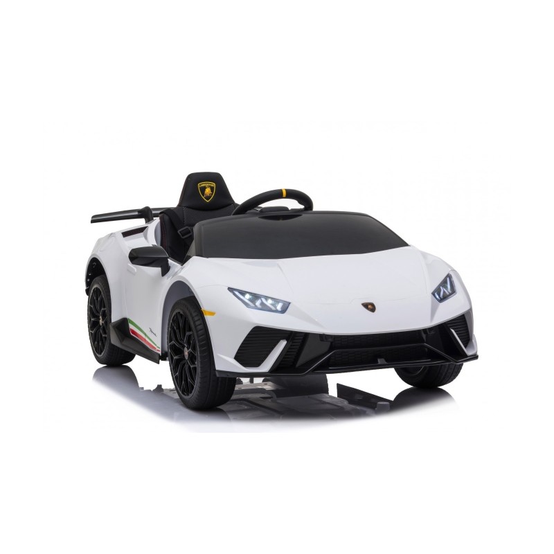 Auto Macchina Elettrica per Bambini 12V Lamborghini Huracán Bianca con Telecomando Porte apribili Led e suoni Mp3