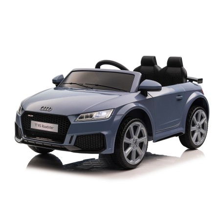 Auto Macchina Elettrica per Bambini 12V Audi TT RS 6 Sedile Pelle con Telecomando Grigio Blue