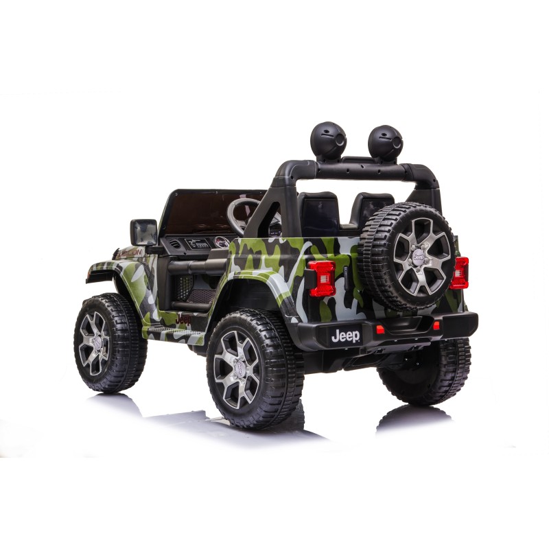 Auto Macchina Elettrica Jeep Wrangler Rubicon 12V per Bambini porte apribili Con telecomando Full accessori (Green)