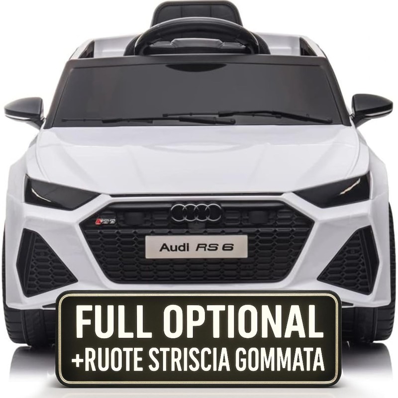 Auto Macchina Elettrica per Bambini 12V Audi RS 6 Sedile Pelle con Telecomando  