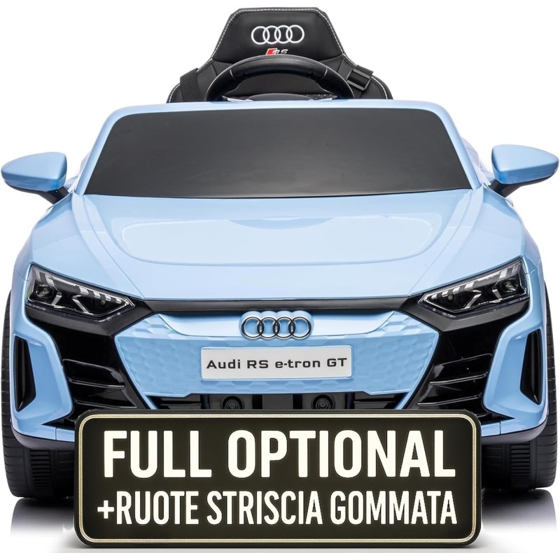 Auto Macchina Elettrica per Bambini 12V Audi RS e-tron GT Sedile Pelle con Telecomando Blue
