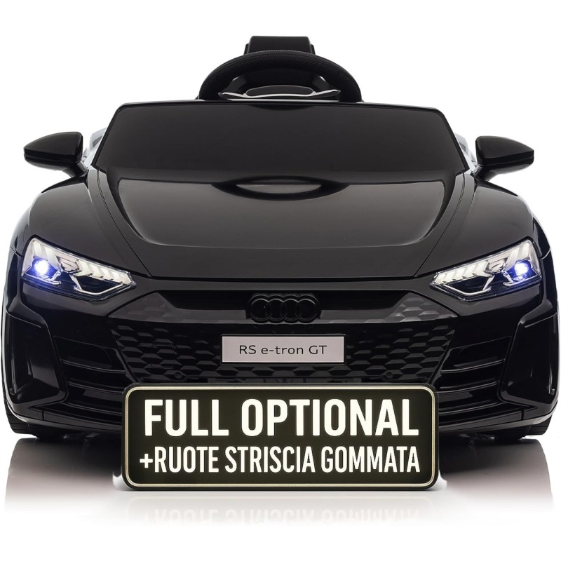 Auto Macchina Elettrica per Bambini 12V Audi RS e-tron GT Sedile Pelle con Telecomando Nera