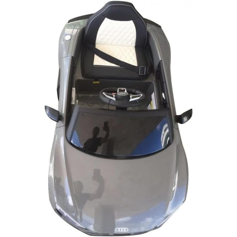 Auto Macchina Elettrica 12V NEW Audi R8 Spyder per Bambini Led MP3 con Telecomando Sedile in pelle Grigia