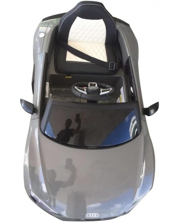 Auto Macchina Elettrica 12V NEW Audi R8 Spyder per Bambini Led MP3 con Telecomando Sedile in pelle Grigia|Toys Car